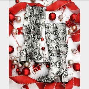 Faux snakeskin crinkle boot